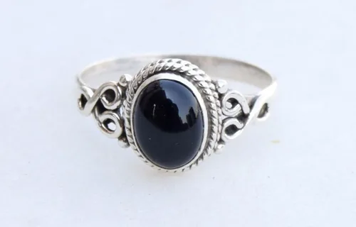 Miniatura 4 de Anillo de Piedra de Ónix Negro Plata de Ley 925 Anillo Llamativo Para Mujeres Hecho a Mano Piedra Preciosa Joyería de Navidad Regalo Para Ella