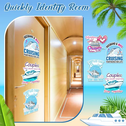 Miniatura 4 de Hoteam 4 piezas decoraciones magnéticas para puerta de crucero para parejas, imanes náuticos divertidos y resistentes al agua para marido y esposa