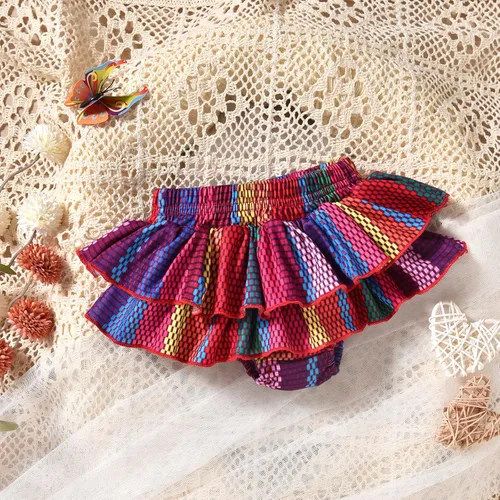 Miniatura 3 de HINTINA Conjunto de ropa de fiesta de Cinco de Mayo para bebé niña mexicana bordados florales