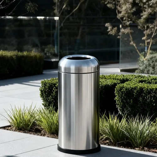 Miniatura 7 de WICHEMI - Cubo de basura comercial grande de 16 galones, cubo de basura para exteriores con tapa superior abierta para patio, cubo de basura