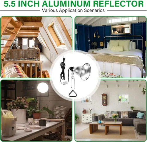 Miniatura 7 de Simple Deluxe - Lámpara de techo con abrazadera de 5.5 pulgadas con reflector de aluminio de hasta 60 W, casquillo E26 (sin foco incluido), cable