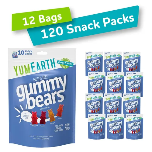 Miniatura 3 de YumEarth Ositos de gomita, sabores surtidos, 10 paquetes de aperitivos por bolsa (paquete de 12)