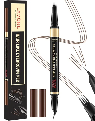 Miniatura 12 de LAVONE Lápiz de cejas 2 en 1 para mujer con lápiz de cejas microblading de 4 puntas y lápiz de cejas curvado y preciso, lápiz de cejas impermeable