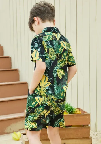 Miniatura 2 de COOFANDY Conjunto de camisa hawaiana y pantalones cortos a juego para la familia, conjunto de blusa floral para hombre y mujer
