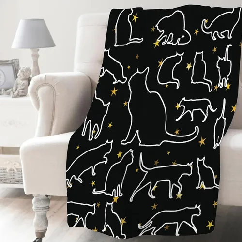 Miniatura 2 de Khumbhira Manta de estrellas de gatos negros, regalos lindos para niños y niñas, decoración de gatitos, manta de franela suave y ligera, ropa