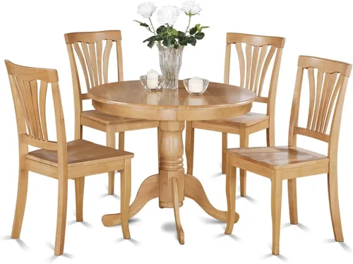 Miniatura 27 de East West Furniture ANAV5-LWH-W - Juego de mesa de comedor de 5 piezas, incluye una mesa de cocina redonda con pedestal y 4 sillas de comedor, 36 x