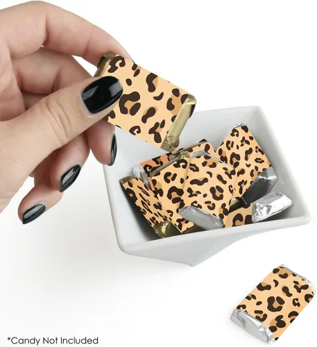 Miniatura 2 de Big Dot of Happiness Estampado de leopardo – Mini pegatinas de barra de caramelo – Cheetah Party Small Favores – 40 unidades Impresión de leopardo