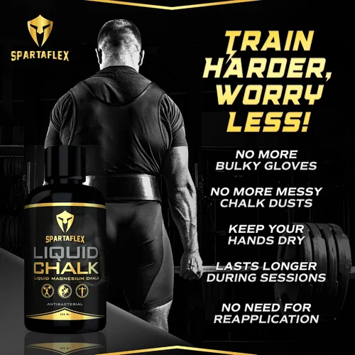 Miniatura 2 de SpartaFlex Tiza líquida profesional de 8.5 fl oz para levantamiento de pesas, escalada en roca, gimnasia, tiza de levantamiento de pesas, tiza