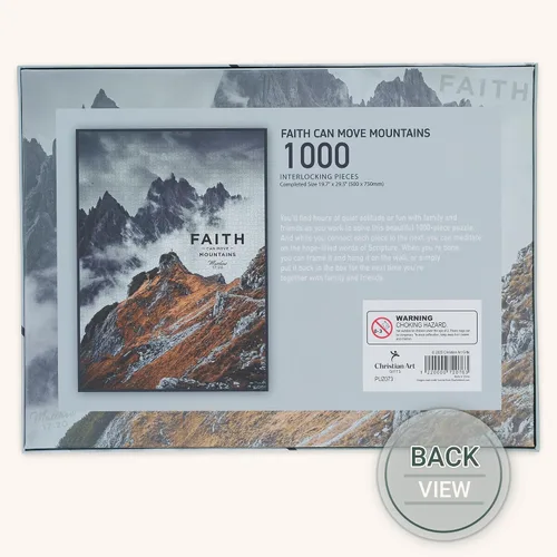 Miniatura 3 de Christian Art Gifts Rompecabezas inspirador de 1000 piezas de escritura para hombres, mujeres y niños: Faith Can Move Mountains Juego de actividades