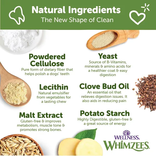 Miniatura 2 de WHIMZEES Golosinas dentales naturales de larga duración para perros, sin granos, salchicha vegetariana, pequeña, bolsa de 28