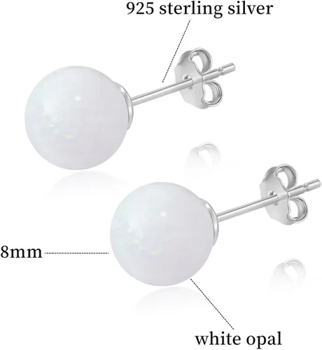 Miniatura 53 de Natural Stone Stud Earrings for Women 8mm Sterling Silver Genuine Gemstone Earrings Handmade Sterling Silver Crystal Stud Earrings for Women