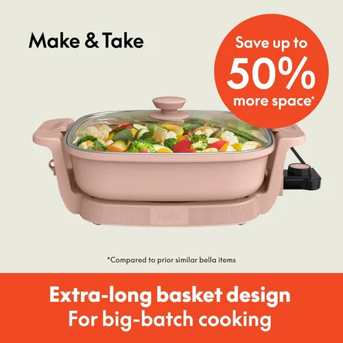 Miniatura 2 de bella Make & Take - Sartén eléctrica, utensilios de cocina Fits-anywhere™, revestimiento de cerámica EverGood™, temperatura ajustable y tapa