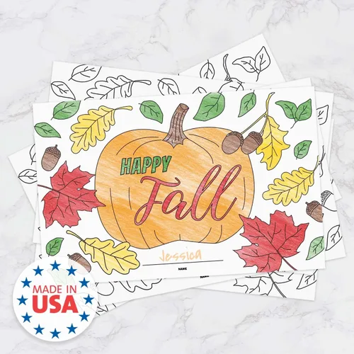Miniatura 6 de Manteles individuales de actividades para colorear de Acción de Gracias, 12 hojas para colorear de Feliz otoño, 11 x 17 pulgadas, papel de dibujo