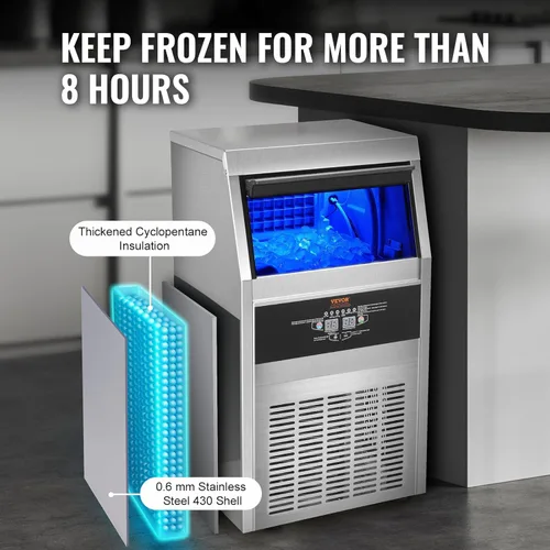 Miniatura 5 de VEVOR Máquina comercial para hacer hielo, máquina de hielo de 90 libras/24 horas con capacidad de almacenamiento de 22 libras, 40 cubitos de hielo