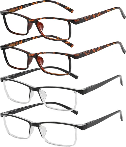 Miniatura 2 de Przene Gafas de lectura para hombres y mujeres, con bloqueo de luz azul, bisagras de resorte, paquete de estilo ligero Negro/Demi Brown/Negro/Demi