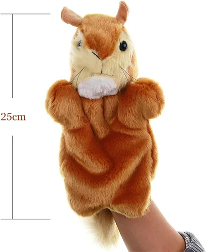 Miniatura 3 de Marionetas de mano de felpa, ardilla, juguetes de marionetas de animales de peluche para juego imaginativo de cuentos, regalos para niños, marrón