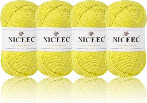 Miniatura 34 de NICEEC 4 madejas de hilo de algodón suave para bebé, 4 capas, manualidades DIY, peso fingering, hilo para manta para ganchillo y tejido, total 700