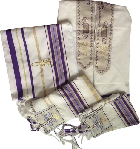 Holy Land Market Mantón cristiano mesiánicotallit - El mesías Tallit - Púrpura - Grande, Púrpura
