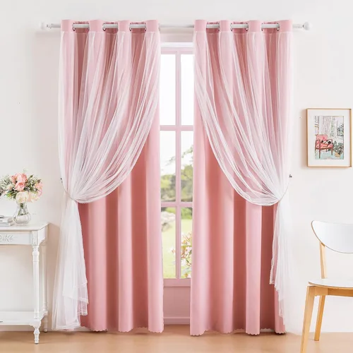 Miniatura 27 de Anytime Cortinas opacas y transparentes para ventana, par de paneles de cortinas lisas con ojales en la parte superior, 35 pulgadas de ancho x 63