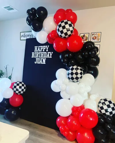 Miniatura 6 de Kit de arco de globos rojos, negros y blancos de ADOINBY, kit de guirnalda de globos con estrellas, 140 piezas, globos de diferentes tamaños