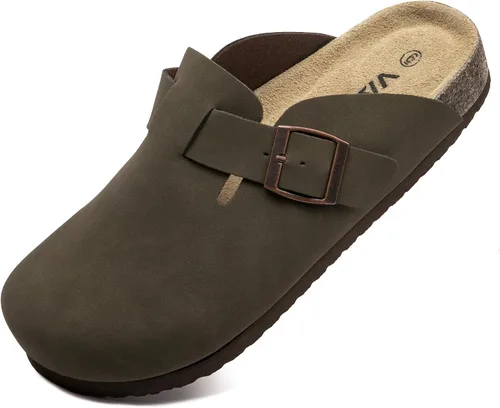Miniatura 13 de Zuecos de ante con plantilla de corcho, sandalias de patata, mules de confort con soporte de arco, chanclas cómodas de slip on