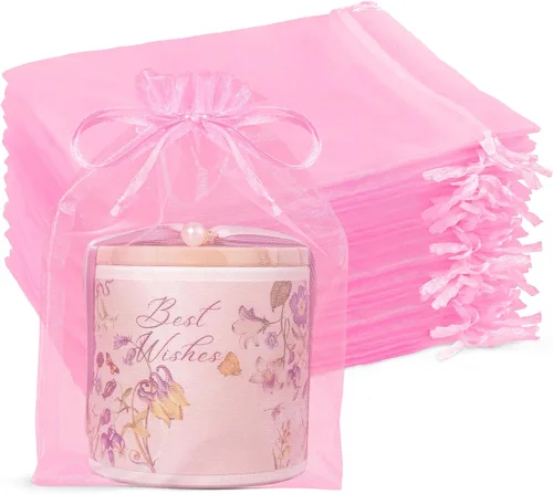 Miniatura 16 de Crweety 50 bolsas de organza blanca de 6 x 9 pulgadas, bolsas de regalo de malla grandes con cordón, bolsas de joyería, bolsa de malla con cordón