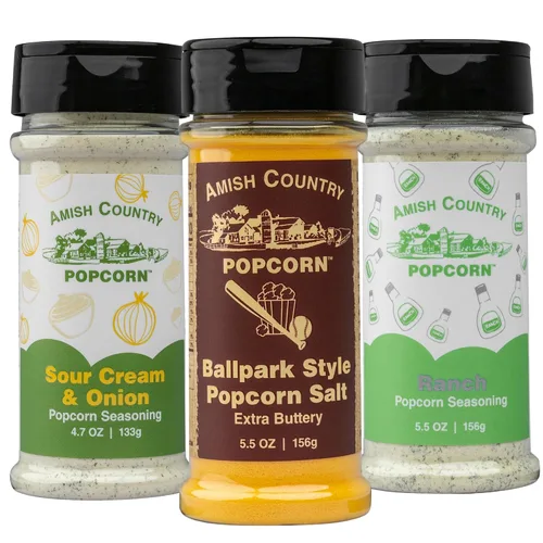 Miniatura 19 de Amish Country Popcorn Paquete variado de condimentos Queso cheddar – 5.1 oz y queso cheddar blanco – Condimento de palomitas de maíz de 3.8 onzas