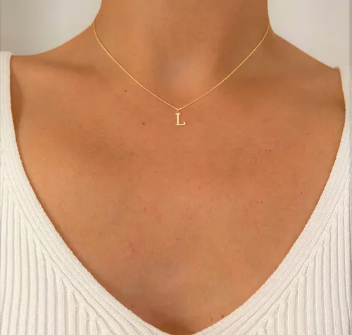 Miniatura 4 de Foxgirl Gold Initial Necklaces for Women Girls, Dainty Gold Letter Necklace Tiny A-Z Pendant Choker Necklace Trendy Cute Personalized Monogram Name