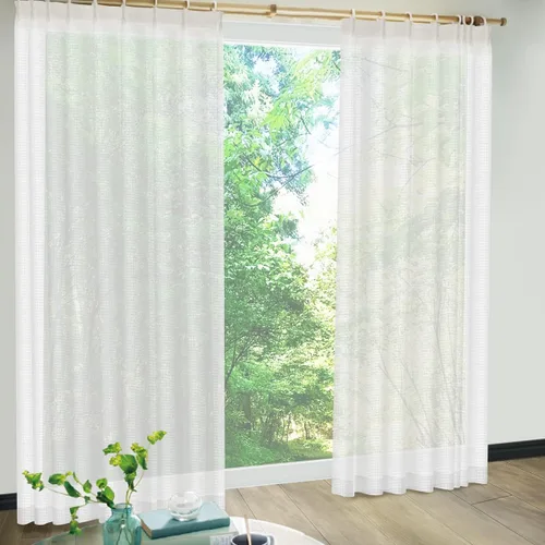 KURENAI - Cortinas semitransparentes unidireccionales de 100 % poliéster reciclado [Fujin], 193 tamaños, fabricadas en Japón, plisadas, bloqueo UV,