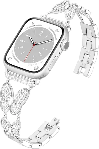 Miniatura 8 de wipalor Correa de metal brillante para Apple Watch para mujer de 1.614 pulgadas, 1.575 pulgadas, 1.496 pulgadas, correas delgadas y elegantes