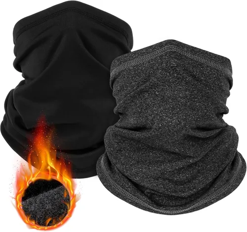 Miniatura 9 de LUOLIIL VOE Paquete de 2 polainas de cuello de invierno para hombres y mujeres, resistente al viento, máscara facial de forro polar, bufanda