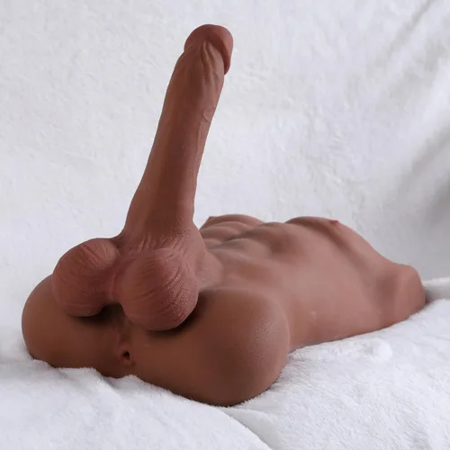 Miniatura 5 de Hombre musculoso con pene enorme de 8 pulgadas, muñeca sexual para mujeres, pene flexible, paso anal apretado, muñeca de torso muscular 3D marrón