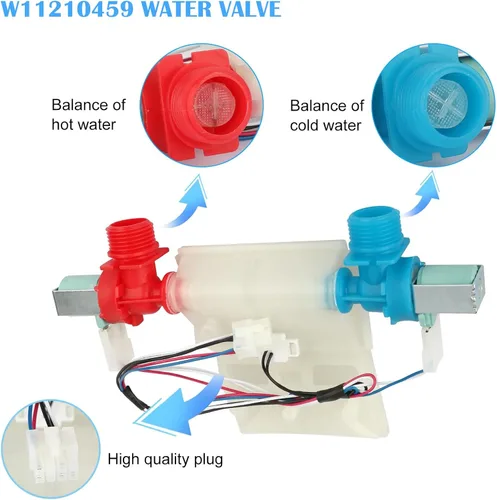 Miniatura 3 de Whirlpool W11210459 - Válvula de entrada de agua para lavadora, repuesto para W10701459 W10838319 W10869799 PS11757114 W11038711 W11210459VP