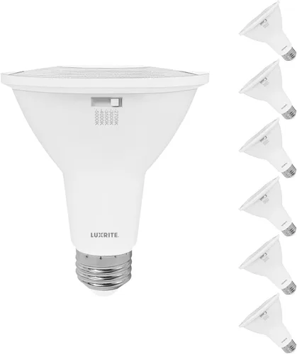 Miniatura 9 de LUXRITE PAR30 Bombilla LED de Inundación de Cuello Largo, Equivalente a 75W, 5 Colores Seleccionables 2700K-5000K, 850 Lúmenes, 10W, Bombilla LED