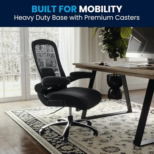 Miniatura 6 de Flash Furniture Silla giratoria grande y alta para oficina y juegos con soporte lumbar y espalda, silla de oficina ergonómica de malla con Tela