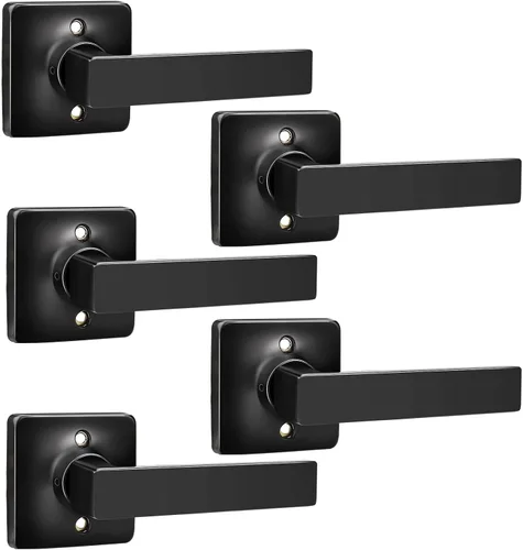 Miniatura 20 de GOBEKOR Paquete de 1 manija de paso, manijas de puerta negras para cerradura de puerta de armario, manija de puerta interior sin llave con cerradura