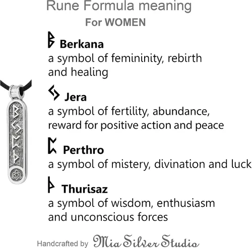 Miniatura 18 de Viking Rune Formula Pendant Necklace for Men Women - 925 Sterling Silver - Norse Nordic Celtic Jewelry - Runes Protection Amulet - Matching