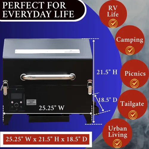 Miniatura 5 de Freedom - Parrilla de pellets portátil y ahumador: pantalla digital, sondas duales de carne, área de cocción de 242 pulgadas cuadradas, alimentado