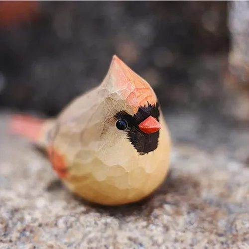 Miniatura 5 de Estatua de pájaros cardenales del norte tallada a mano, estatua de pájaro de madera, pintada a mano, figura de animal 3D, hecha a mano, decoración