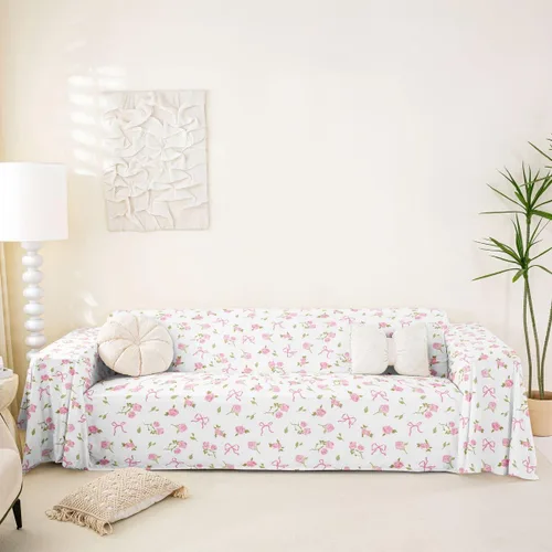 Miniatura 12 de Erosebridal Fundas de sofá con lazo de princesa de 71 x 91 pulgadas, fundas de sofá con lazo de lazo, protector de sofá de princesa