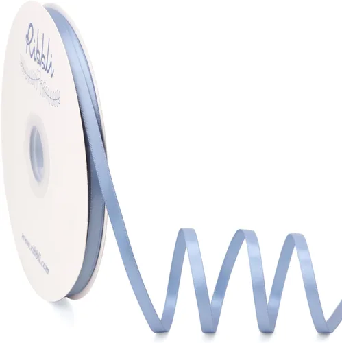 Miniatura 22 de Ribbli - Cinta de satén azul polvoriento de doble cara, 1 pulgada x 50 yardas continuas - Cinta de satén azul polvoriento para envoltura de regalos