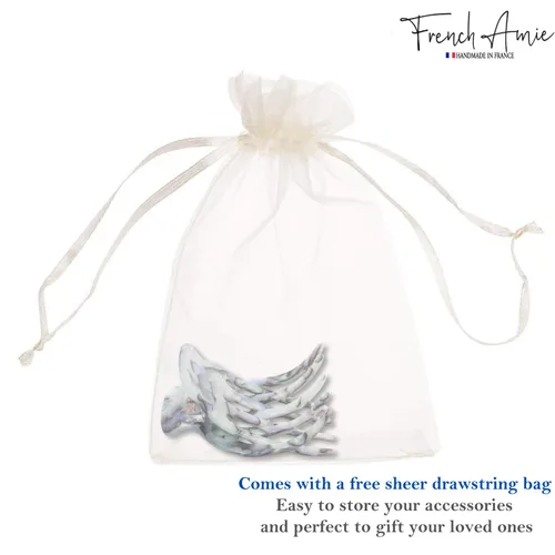 Miniatura 8 de French Amie Bear Paw Aqua Marble Pequeño 2 ¾" Celuloide hecho a mano para salón de belleza, diapositiva lateral, mandíbula de yoga