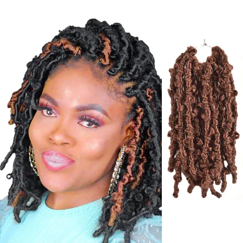 Miniatura 34 de Niseyo 6 paquetes de trenzas de ganchillo suaves de mariposa de 10 pulgadas, hechas a mano, preenlazadas, color negro oscuro, trenzas de mariposa