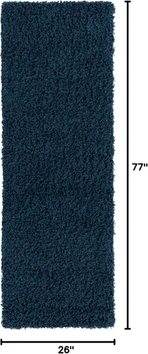Miniatura 2 de Unique Loom Solid Shag Collection Alfombra de Área (2 pies 2 pulgadas x 6 pies 5 pulgadas Pasillo, Azul Zafiro/Azul Marino)