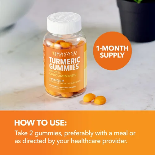 Miniatura 7 de Gomitas de cúrcuma con extracto de raíz de jengibre, suplemento de salud digestiva y apoyo inmunológico para el bienestar general, 60