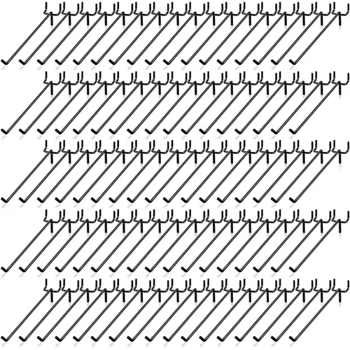 Miniatura 17 de Shimeyao 100 Piezas Ganchos para Estantes de Tablero Perforado Ganchos de Acero Inoxidable Clavijas para Tablero Colgante Ganchos de Exhibición