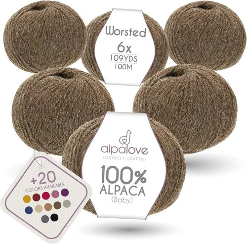 Miniatura 24 de Set de Lana Abultada (6 x 50 g) Súper Suave de Alpaca Bebé para Tejer Antracita 300 Metros