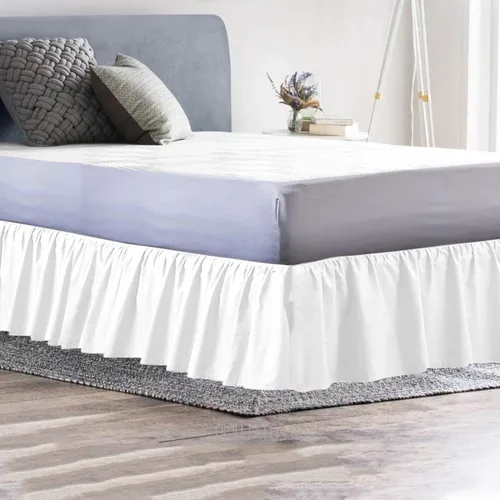 Miniatura 11 de Falda de cama individual negra para falda de cama con volantes con caída de 16 pulgadas, tela de tres lados ajustable con volantes suaves y sedosos