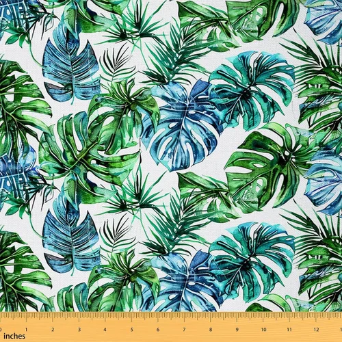 Feelyou The Yard, tela de tapicería de hojas de palmera tropical por The Yard, tela decorativa hawaiana de verano para tapicería y proyectos de