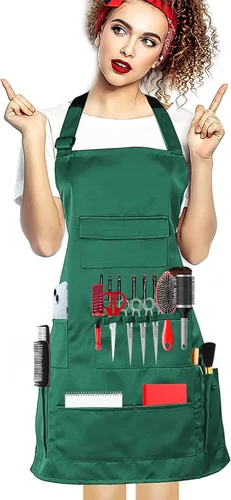 Miniatura 14 de boshiho Delantal de pintura para adultos, hebilla ajustable, delantal de barbero con bolsillos para mujeres/hombres/unisex, delantal de trabajo